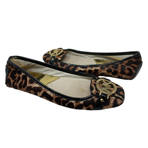 Michael x Michael Kors Fulton Leopard Calf Hair Driving Moccasins Flats Sz 6.5 - Picture 4 of 12